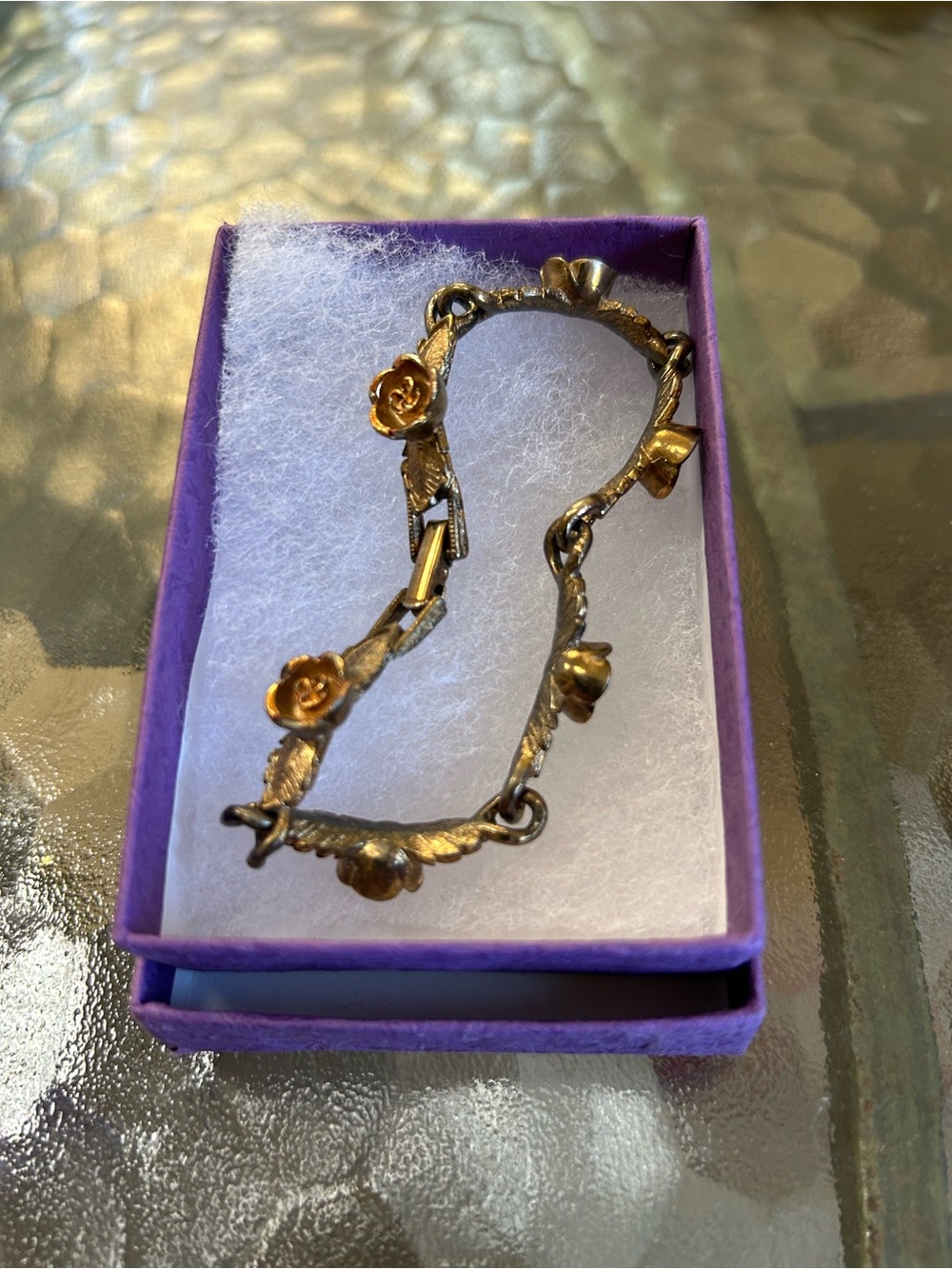 Avon Gold-Tone Floral Rose Link Bracelet
